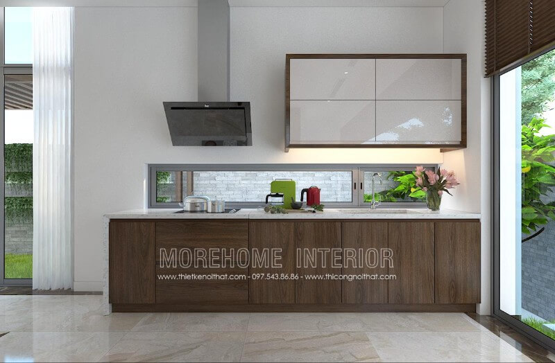 Mẫu tủ bếp ấn tượng tại biệt thự Imperia Garden Nguyễn Huy Tưởng phong cách hiện đại, trẻ trung Tủ bếp đẹp, tủ bếp đẹp hiện đại, tủ bếp An Cường, tủ bếp cao cấp